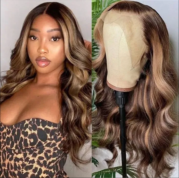 honey blonde highlight lace front wig