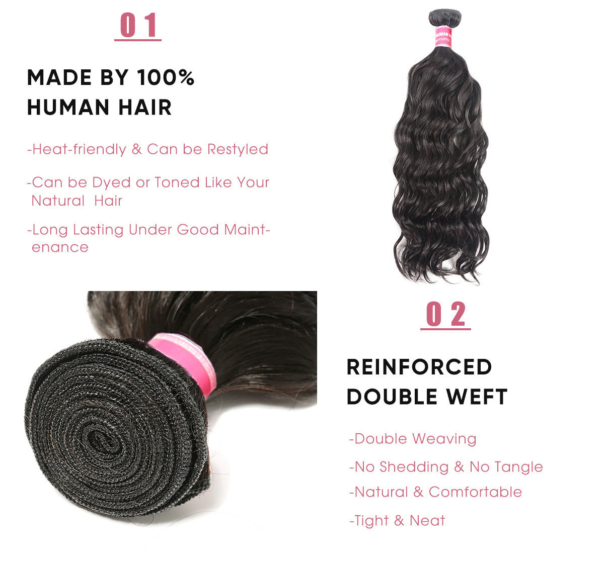 Natural Wave 4 Bundles Weave Virgin Hair Natural Wave 4 Pcs Human Hair Bundles