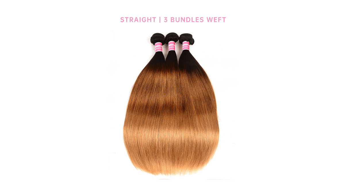 Straight 3 Bundles Human Hair Weave T1B/4/27 Ombre