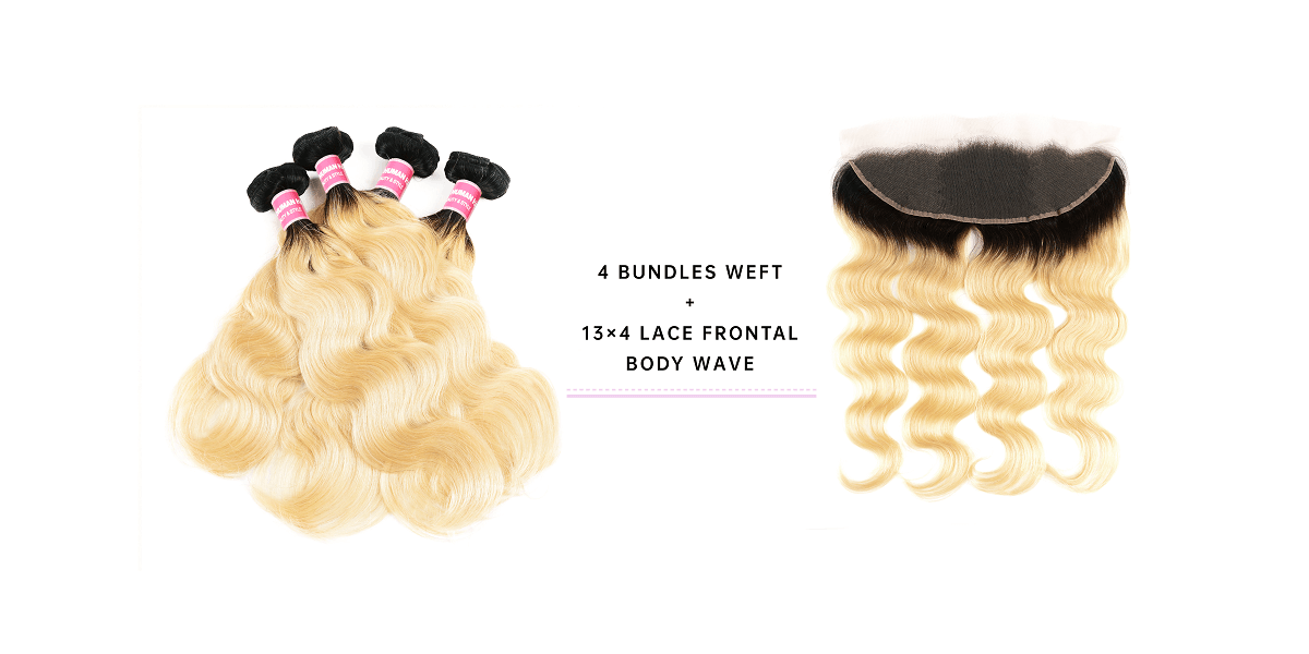 Body Wave 1B/613 Ombre Color Bundle Deals With 4x4 Closure