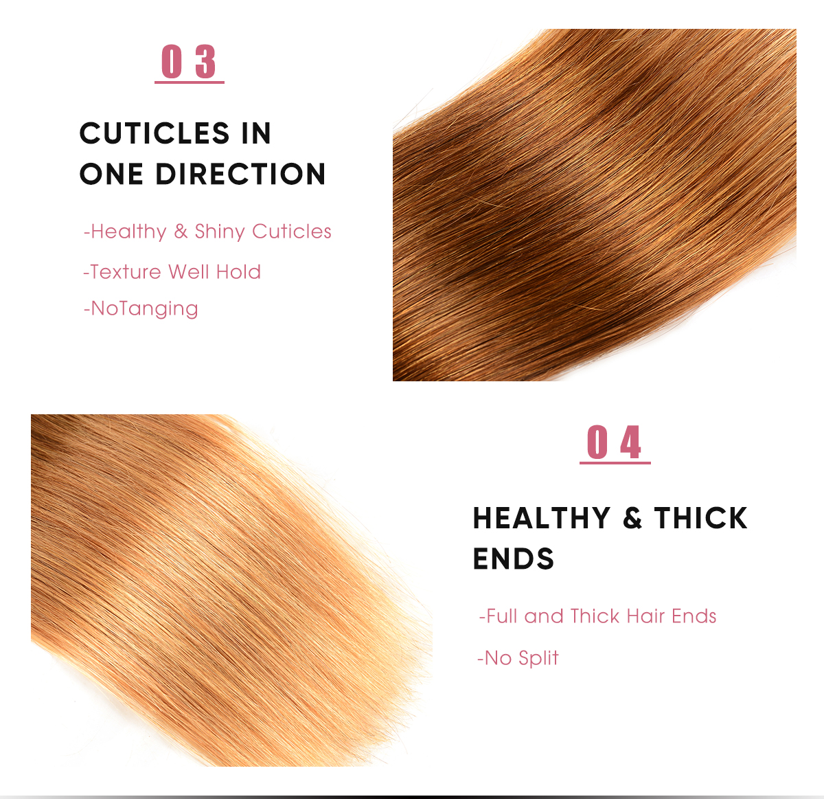 Brazilian 3 Pcs Straight Bundles T1B/4/27 Ombre