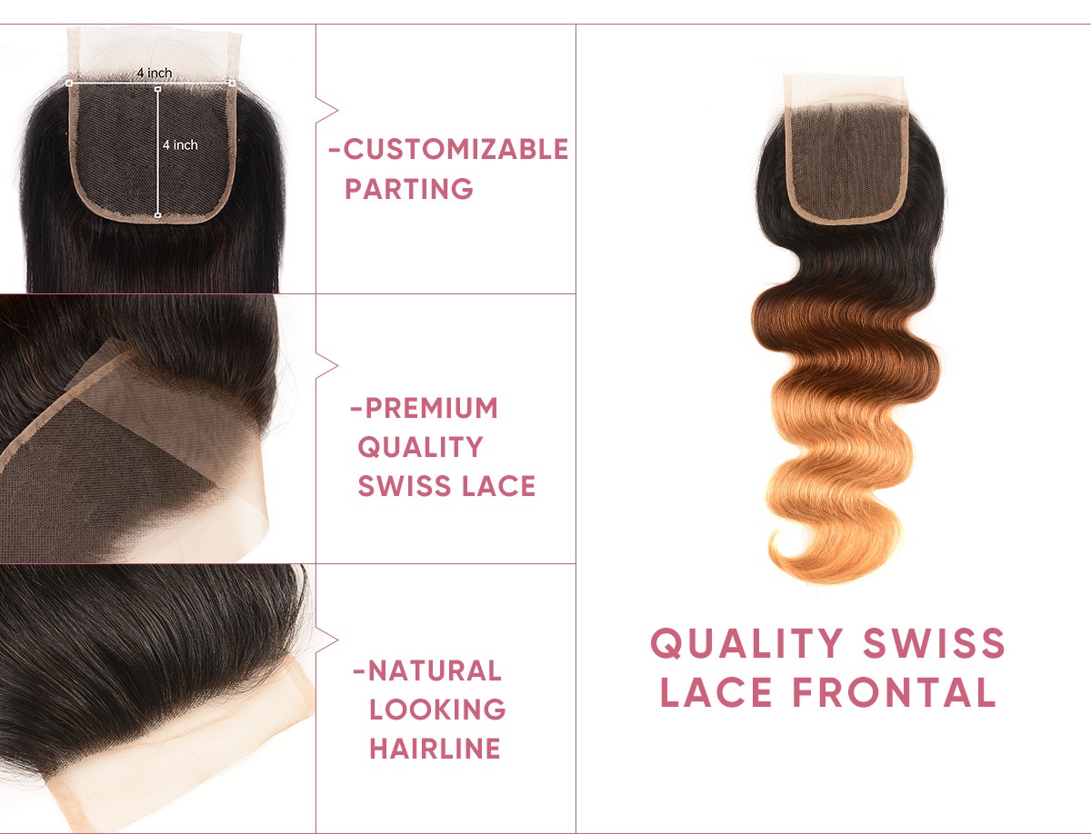 Body Wave T1B/4/27 Ombre Bundle Deals With 4x4 Closure Body Wave 4 Bundle Deals With Closure