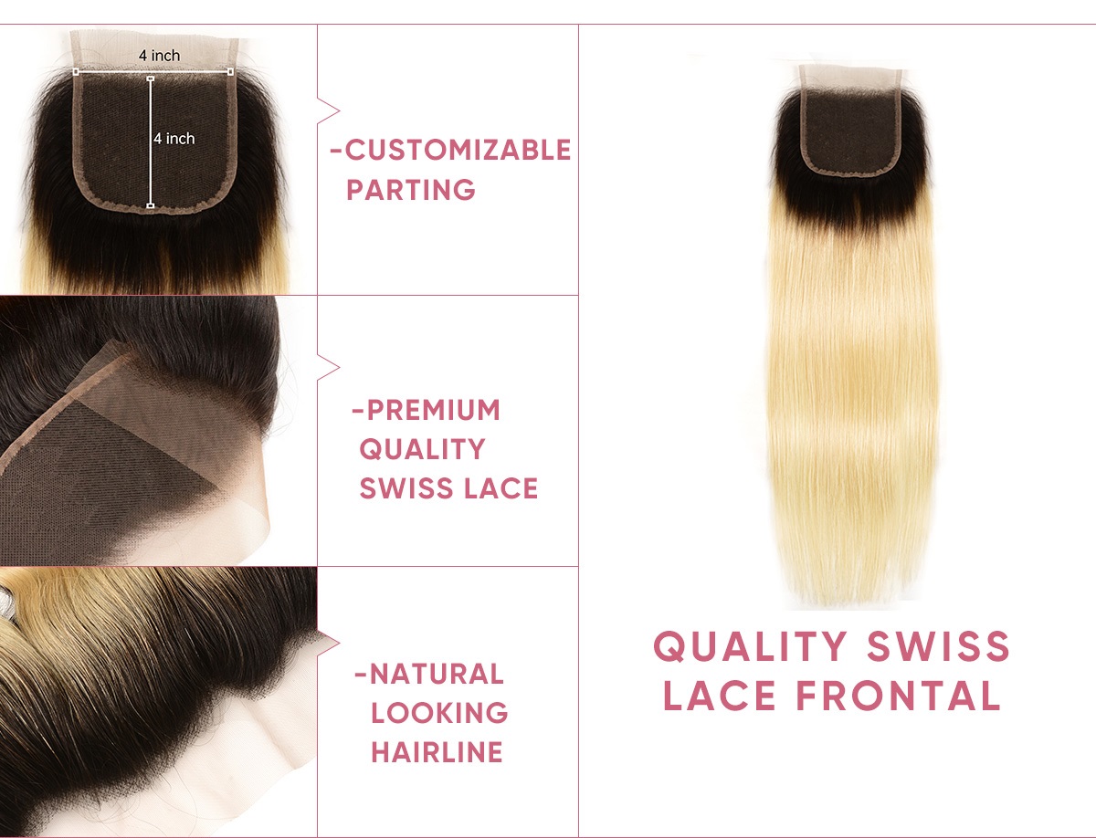 Straight Human Hair 3pcs With Lace Closure T1b613 Bundles Virgin Hair With 4x4 Closure