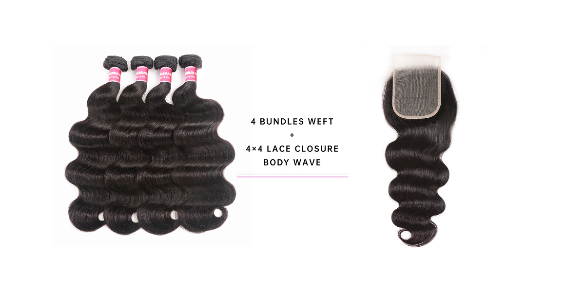 Body Wave 4 Bundle Deals With Closure Body Wave Virgin Hair 4pcs With Lace Closure