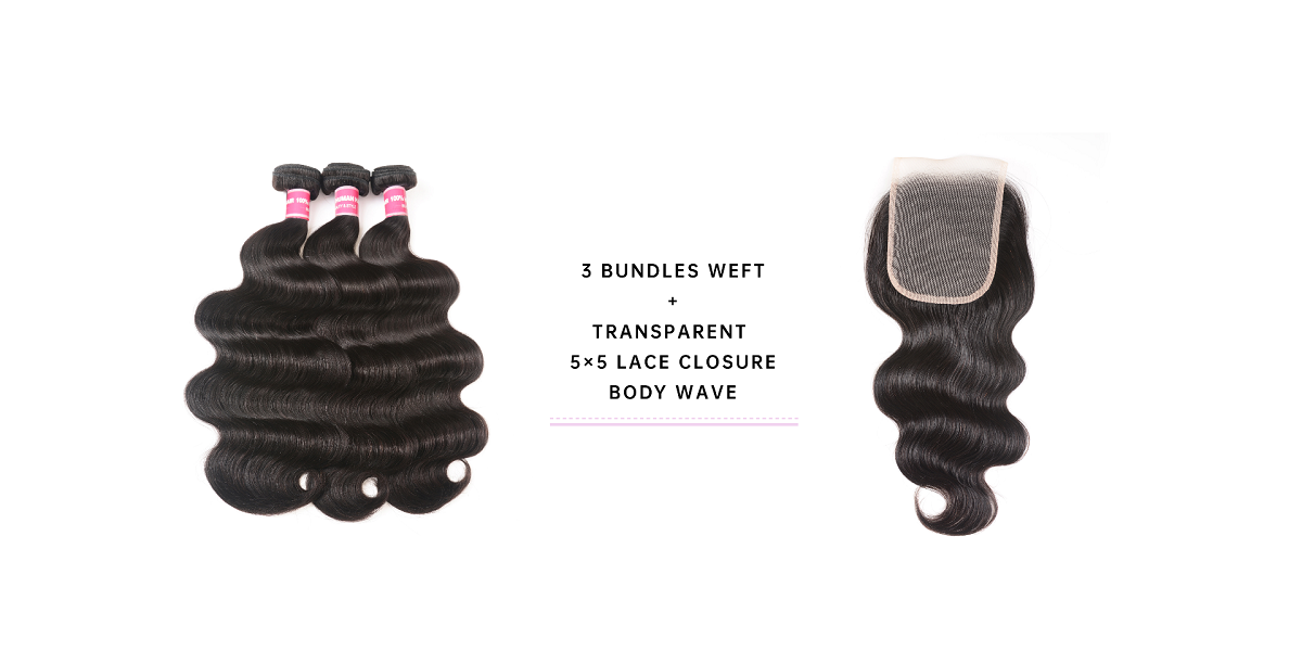 3pcs Body Wave With 5x5 Transparent Lace Closure 3pcs Body Wave Human Hair With Transparent Lace Closure