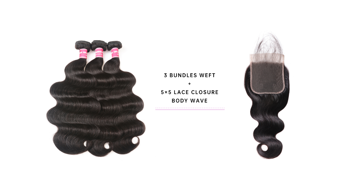 Body Wave Virgin Hair 3pcs With Lace Closure Body Wave With 5x5 Lace Closure