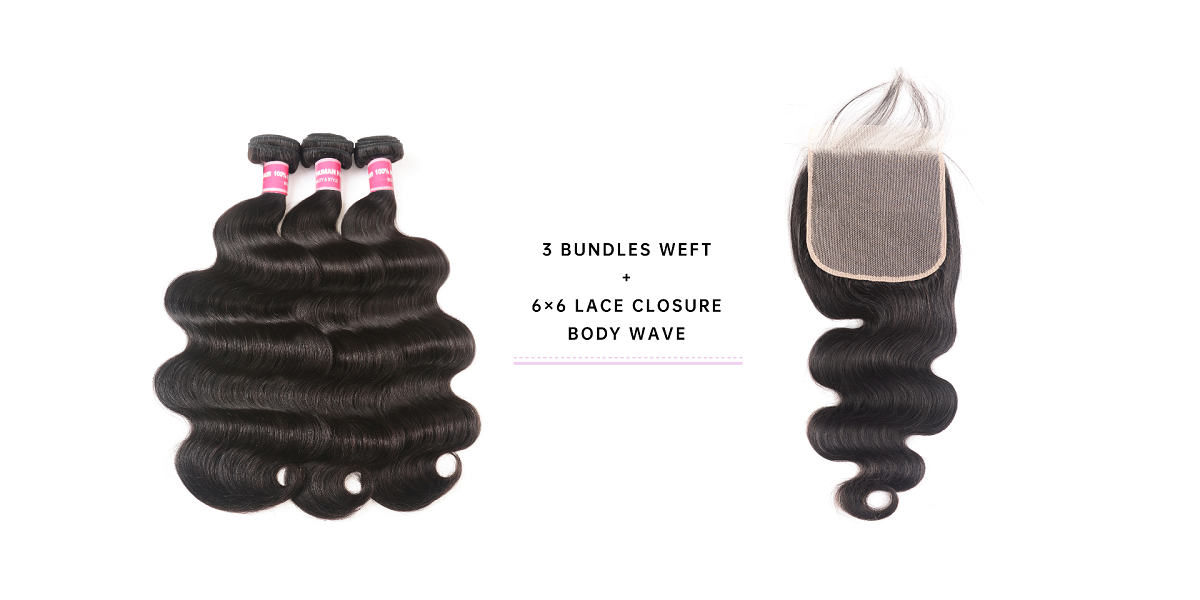 Body Wave Bundles With Closure 6x6 Inch 3 Bundles Body Wave Hair With 6x6 Lace Closure