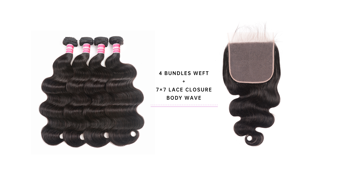 Body Wave Hair With 7x7 Lace Closure 4 Bundles Body Wave Virgin Hair With 7x7 Lace Closure