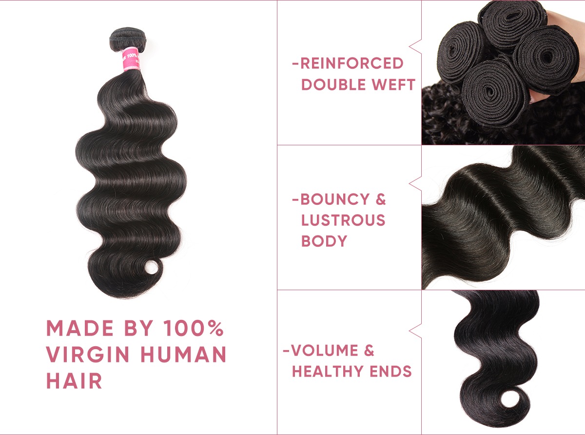 Body Wave Human Hair 3pcs With Transparent Lace Frontal 3pcs Body Wave With Transparent Lace Frontal