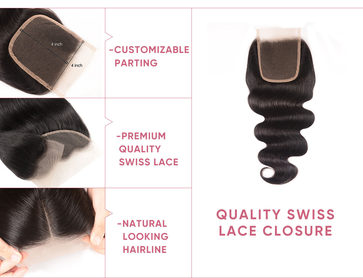 Brazilian 4 Bundles With 4x4 Lace Closure Brazilian Body Wave Bundles With Closure 4x4 Inch