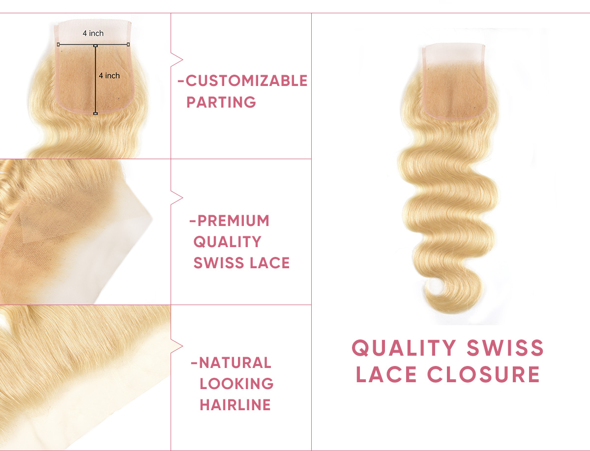 613 Bundles Body Wave Human Hair With Closure 613 Body Wave 3 Bundles With 4x4 Closure
