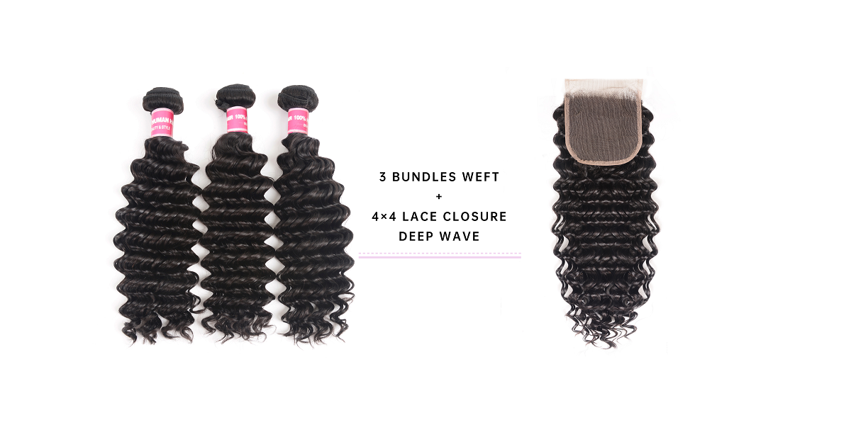 Brazilian Deep Wave With 4x4 Lace Closure
