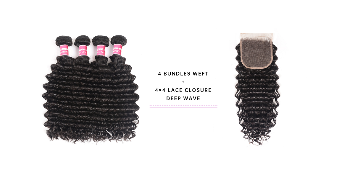 4 Pcs Bundles With 4x4 Lace Closure