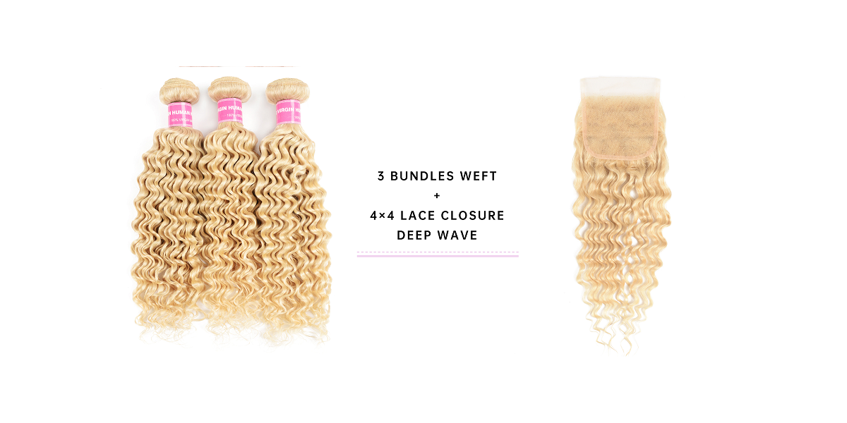 Deep Wave 3 Bundles With Closure 4x4 Inch Deep Wave Bundles With Closure 4x4 Inch