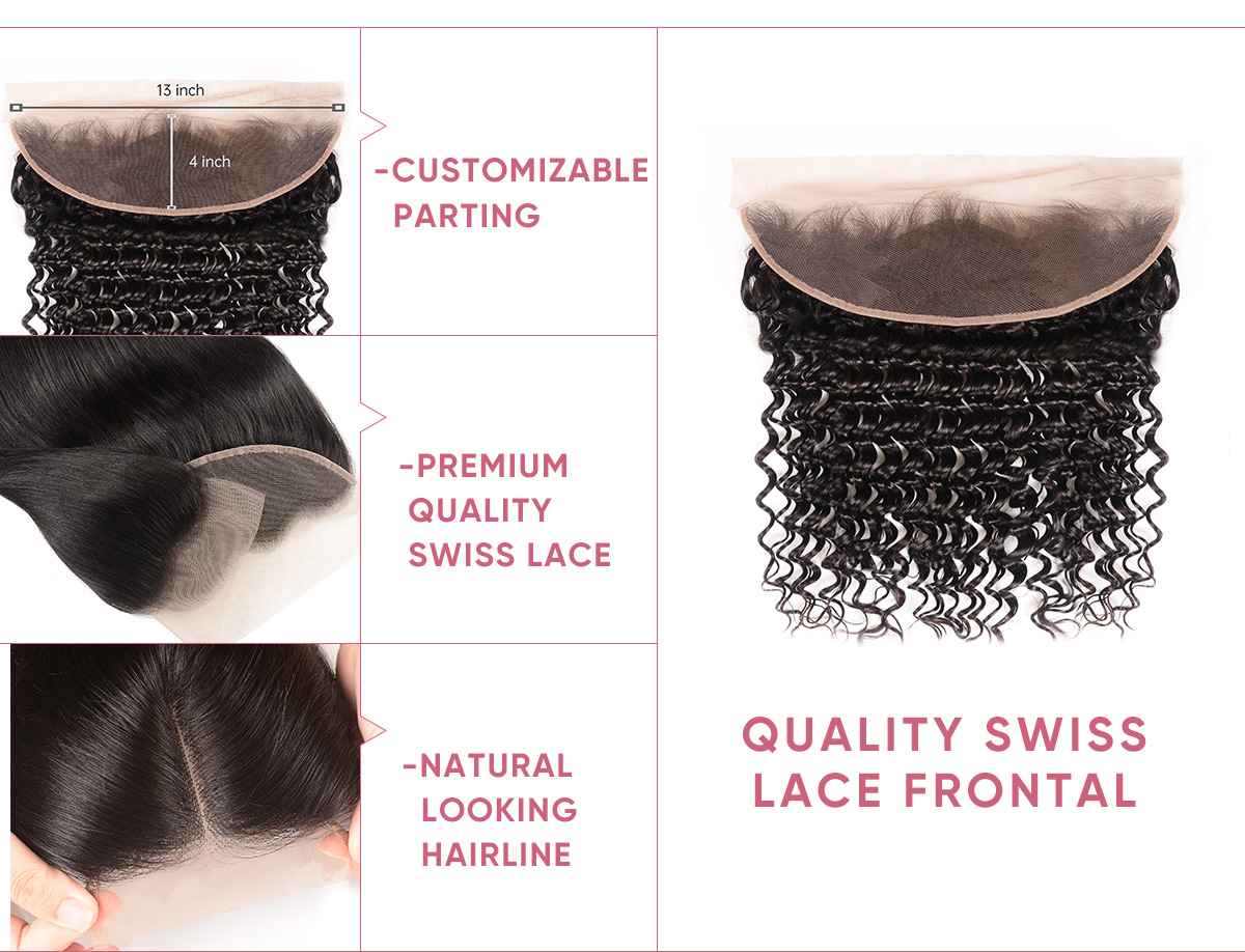 Deep Wave Hair Weave With Frontal Deep Wave Human Hair Bundles With Frontal