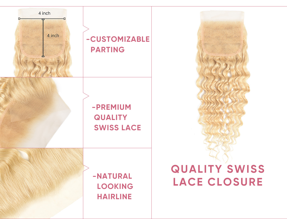 3pcs Deep Wave With 4x4 Lace Closure 3pcs Deep Wave Human Hair With Lace Closure