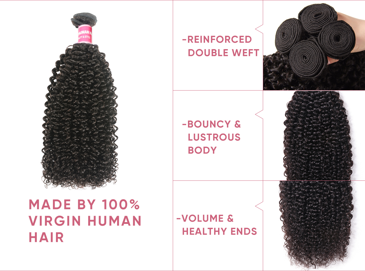 4 Bundles Kinky Curly With 4x4 Lace Closure