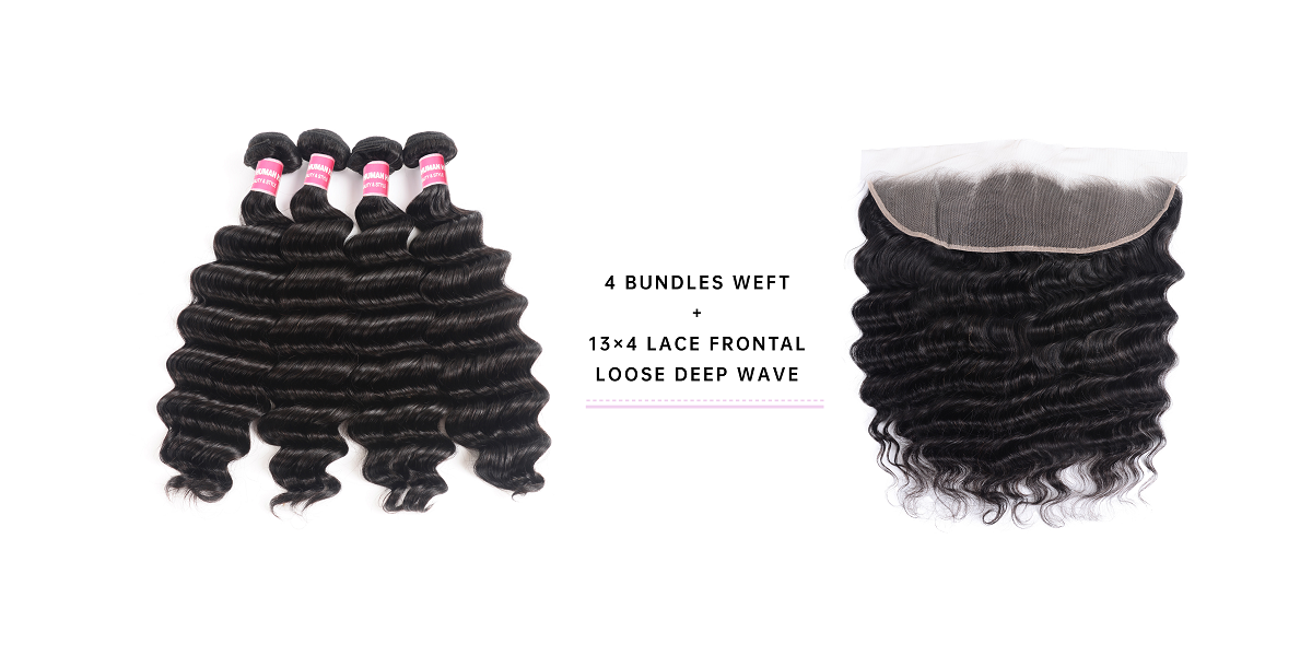 Brazilian Loose Deep Wave With 13x4 Lace Frontal Loose Deep Wave Cheap Bundles With Frontal