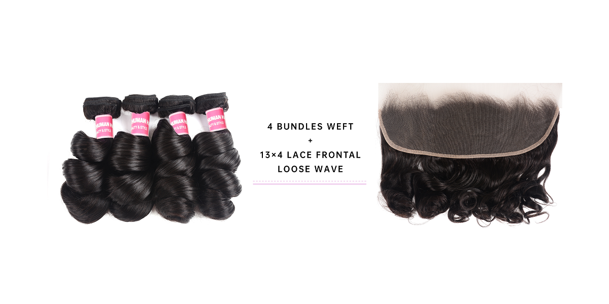 4pcs Loose Wave With Lace Frontal Brazilian Hair Loose Wave Bundles With Frontal