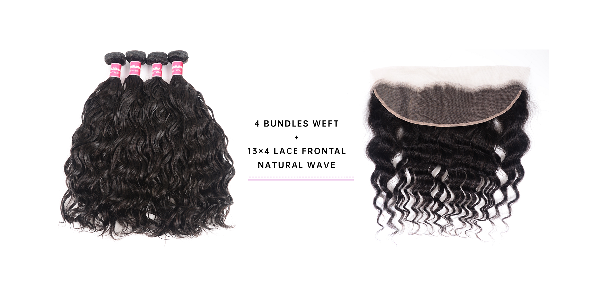Natural Wave Cheap 4 Bundles With Frontal