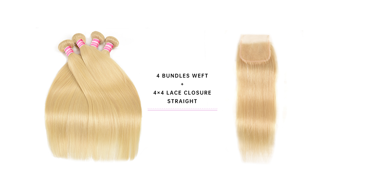 straight bundles with 4*4 lace closure human hair weave with 4*4 lace closure