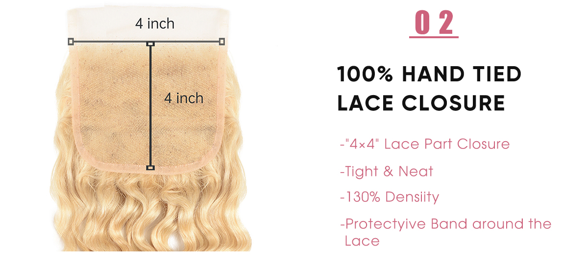 Deep Wave Lace Closure 613 Human Hair