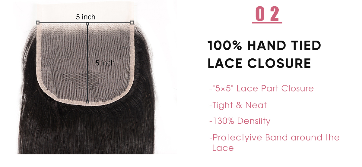 Brazilian Virgin Hair 5x5 Lace Closure Straight 5x5 Lace Closure