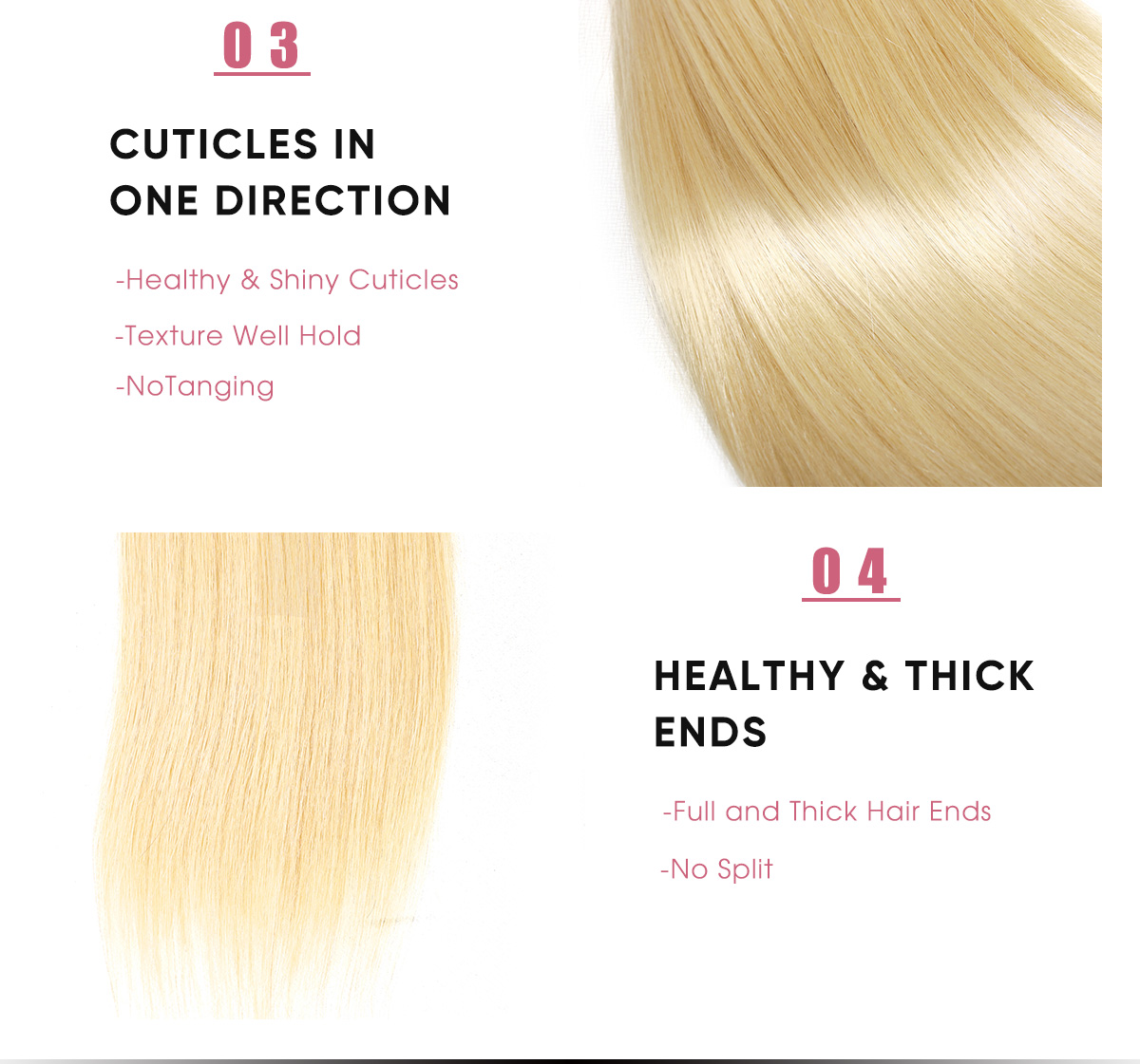 4 Pcs Straight 613 Human Hair Bundles